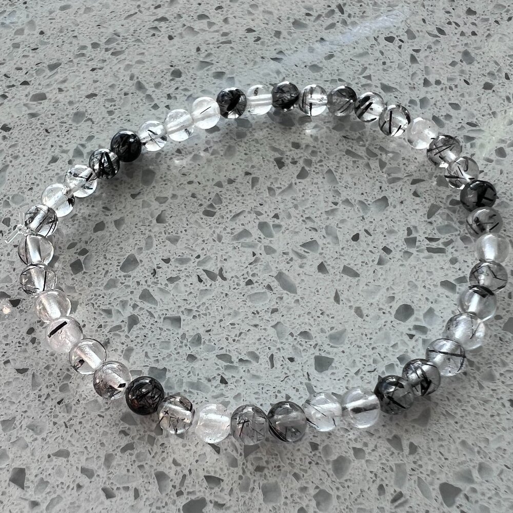 Black Tourmaline Beaded Stretch Bracelet 4 mm